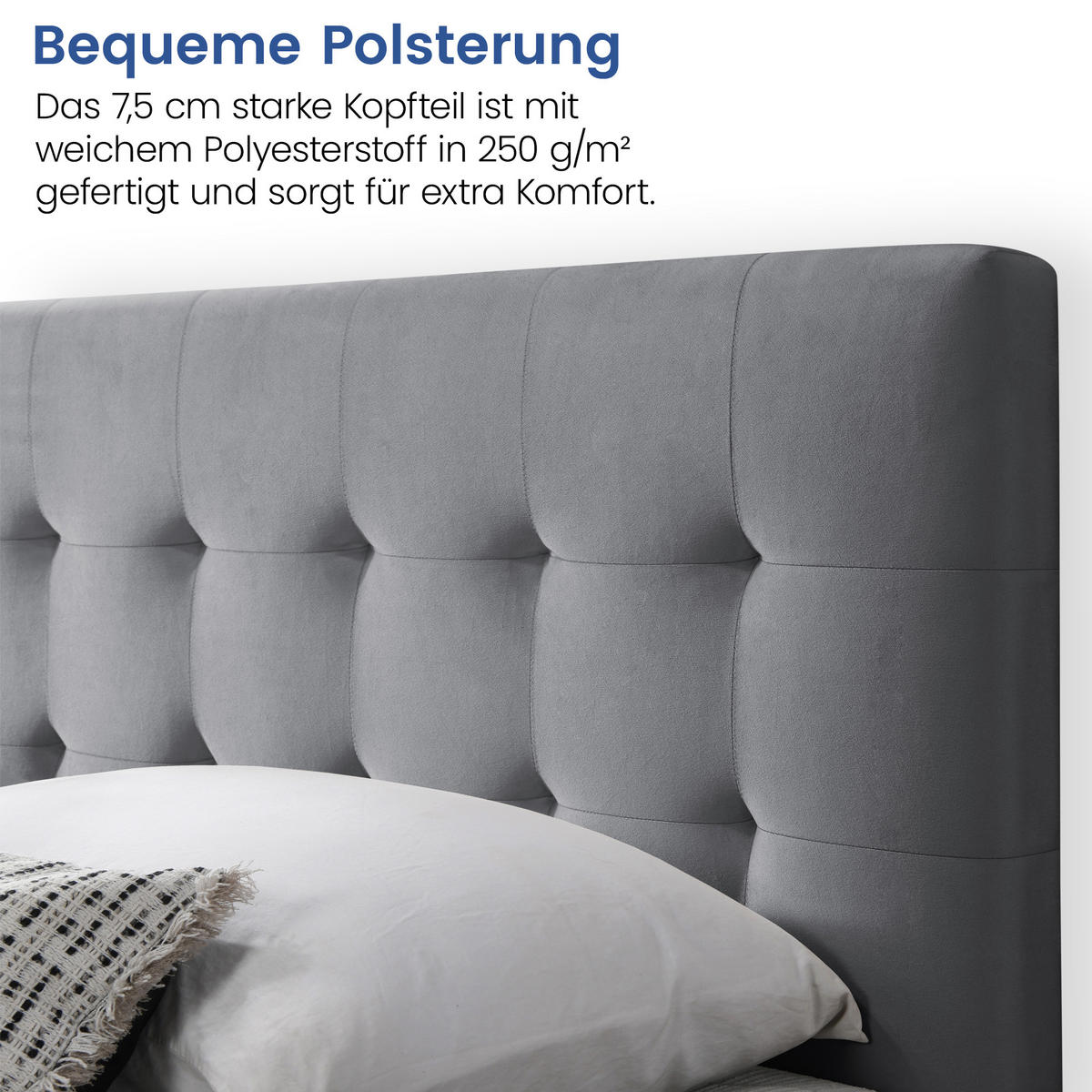 POLSTERBETT mit Lattenrost 140x200 cm Grau - Grau, Textil (140/200cm) - Home Collective