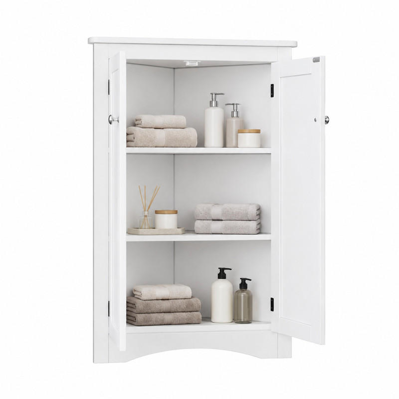 ECKSCHRANK freistehend 61,5 x 80 cm Weiß MDF - Weiß, Holzwerkstoff (34.5/80/61.5cm) - Beauniv