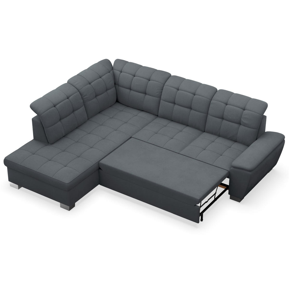ECKSOFA Jamaal Dunkelgrau linksseitig - Dunkelgrau/Schwarz, Textil (258/212cm) - Selsey