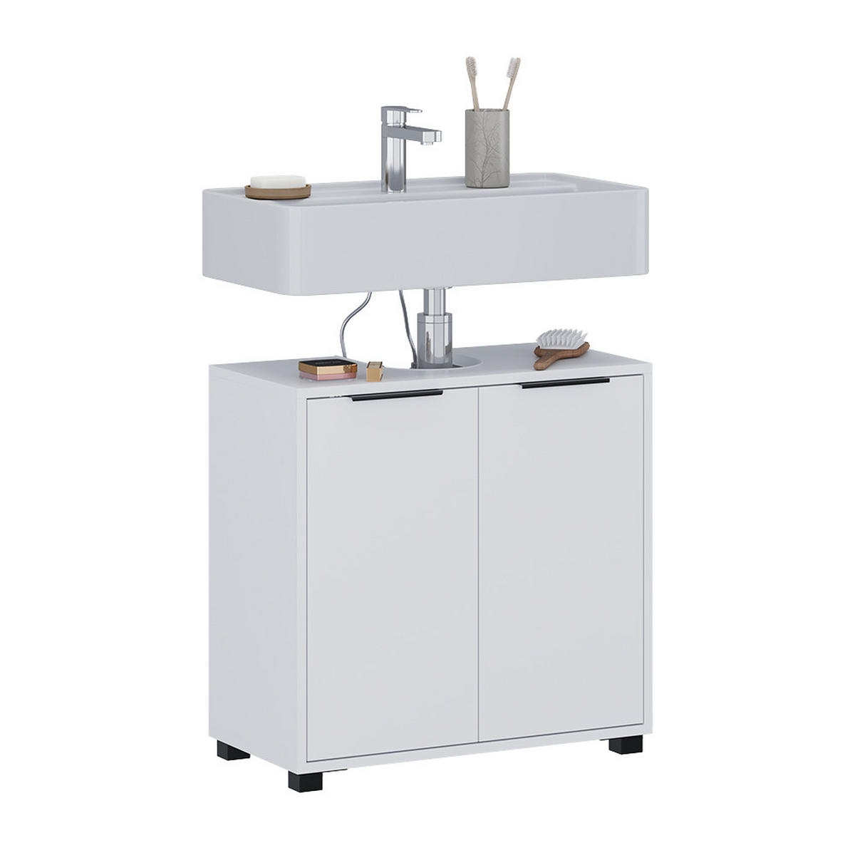 WASCHBECKENUNTERSCHRANK Alina Weiß 60 x 60 cm mit Türen - Weiß, Holzwerkstoff (60/60/30cm) - Vicco