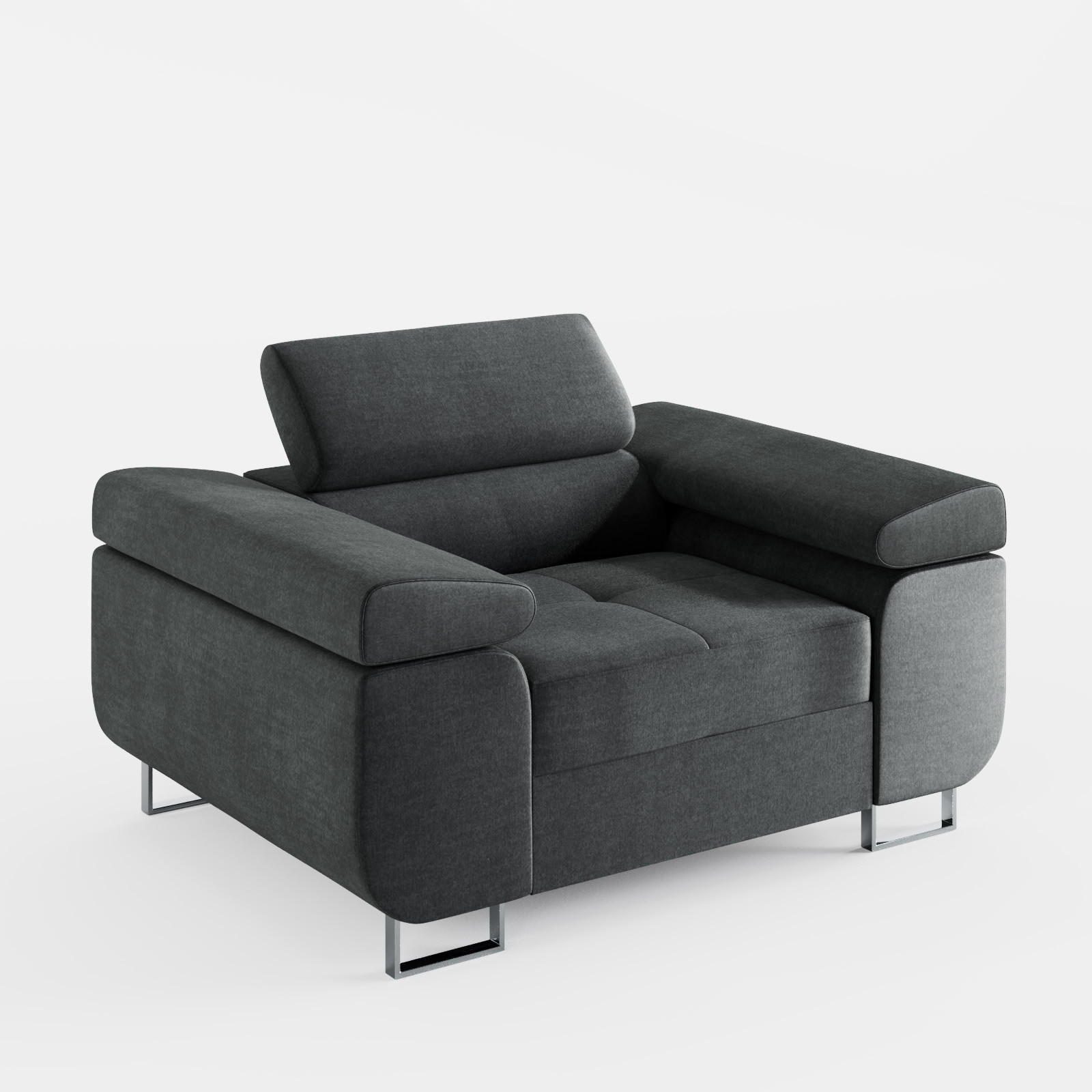SESSEL VEMO SOLO, in Dunkelgrau, Velours-Stoff - Dunkelgrau, Textil (135/88/100cm) - Barchello