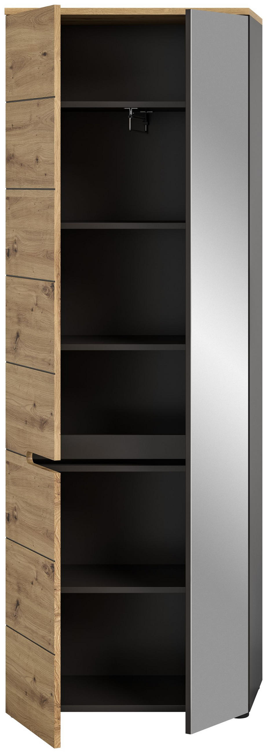 GARDEROBENSCHRANK Canu Garderobe in Basalt grau Nb. und Artisan Nb. B/H/T: 65x190x37 cm - Grau, Holzwerkstoff (65/190/37cm)