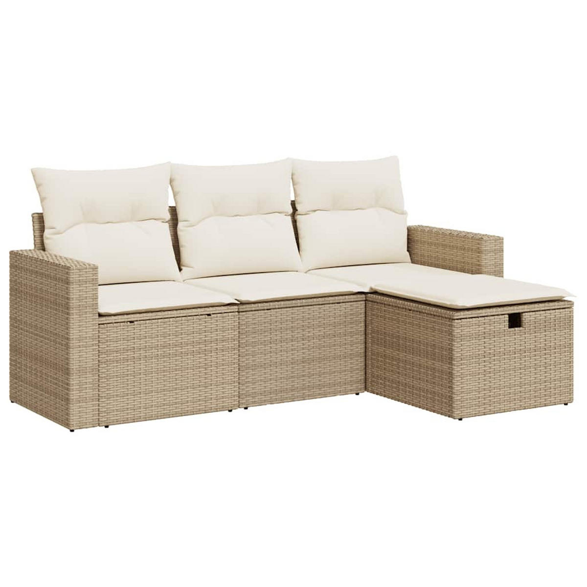 GARTEN-SOFAGARNITUR 4-TLG. Mit Kissen Beige Poly Rattan - Beige, Kunststoff - vidaXL