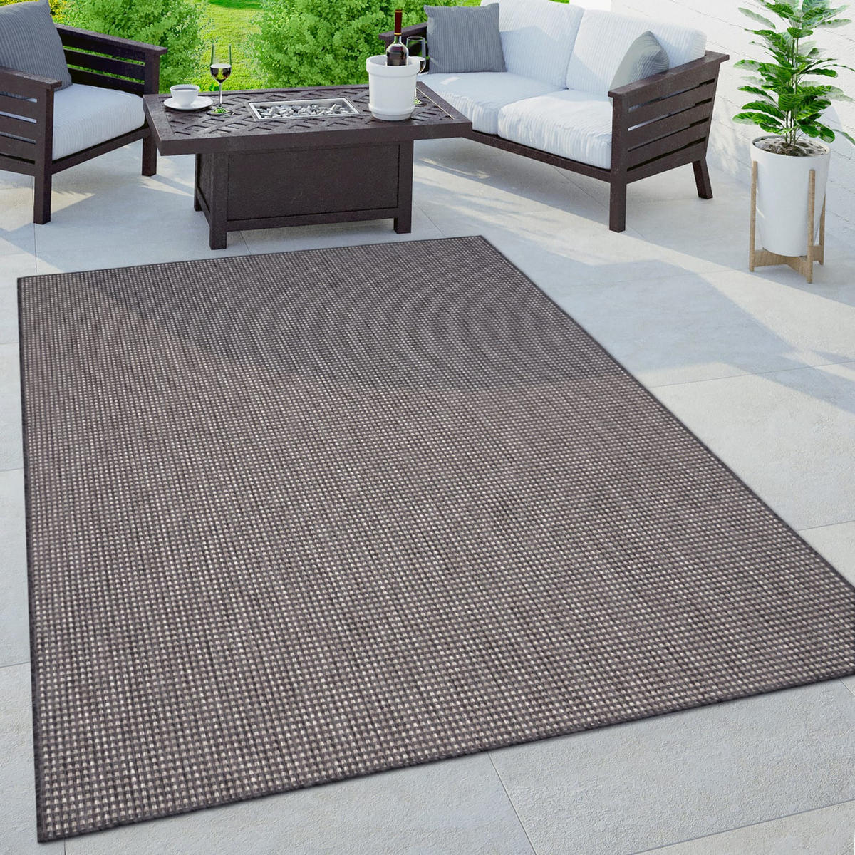 OUTDOORTEPPICH 120/160 cm Napoli 777 - Anthrazit, Kunststoff (120/160cm) - Paco Home
