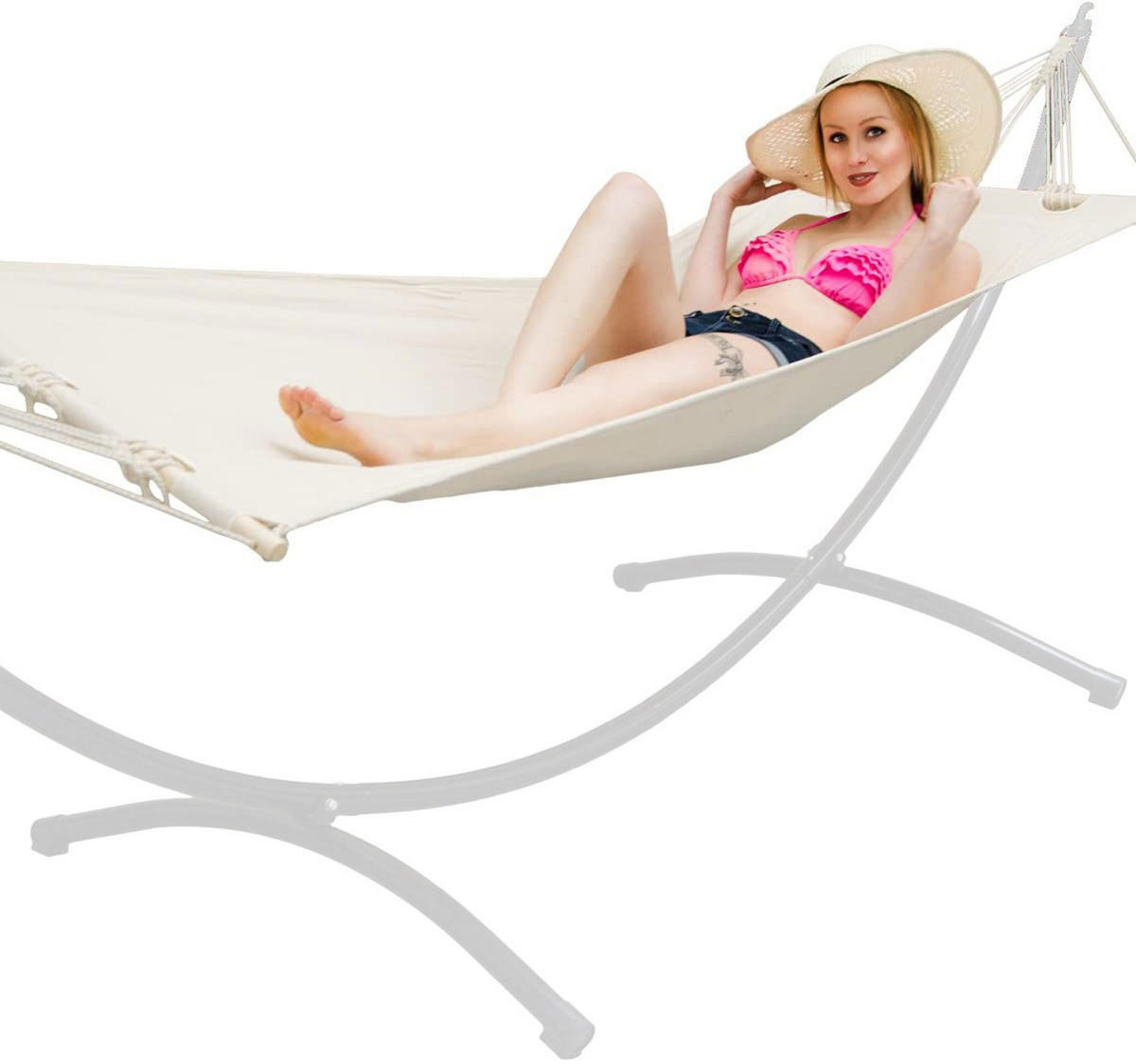 HÄNGEMATTE für 1 Person bis 100kg, 190/80 cm, beige - Beige, Textil (80/2.5/300cm) - Amanka
