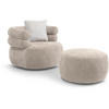 RELAXSESSELSET Nano, Set Drehsessel mit runder Form mit Hocker, Beige - Beige, Textil (95/75/95cm) - Beautysofa