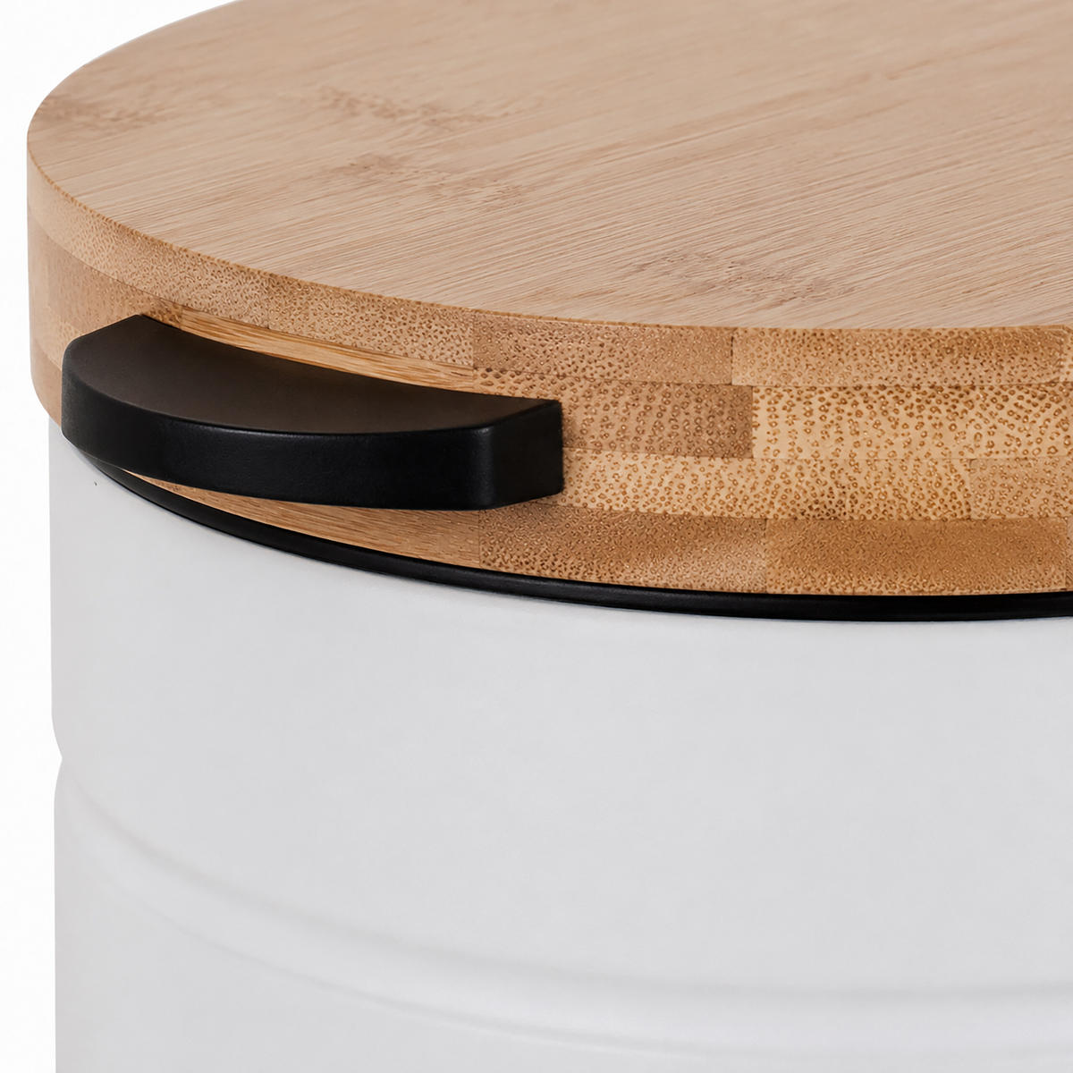 WANDKOSMETIKEIMER3LBAMBUSDECKELRUND - Weiß, Holz/Kunststoff (17/25/23cm) - Relaxdays