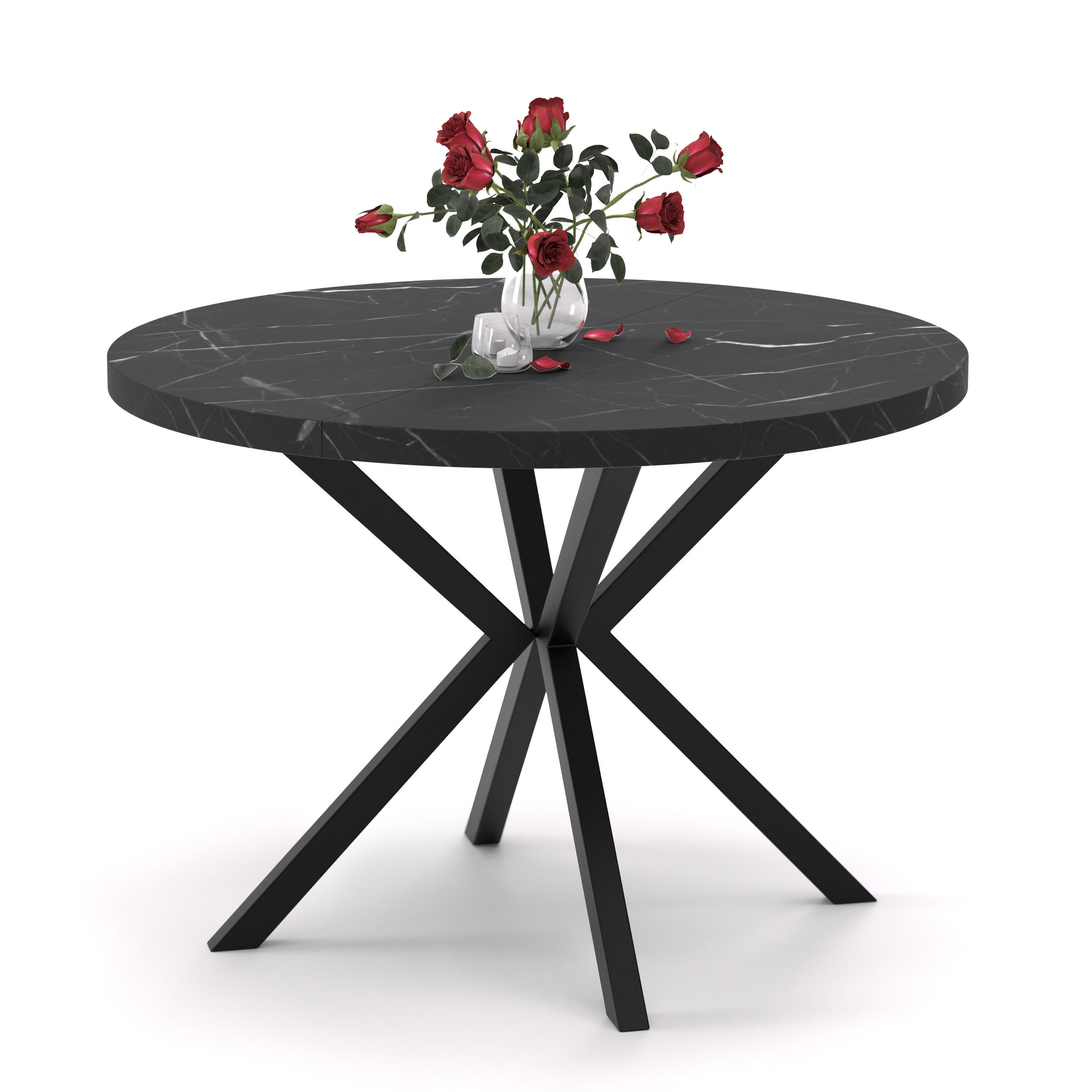 AUSZIEHTISCH MILTON 120-196/76 cm mit Metallgestell, Schwarz / Grigia Pietra - Schwarz/Grau, Holzwerkstoff/Metall (120/120/76cm) - Idohome
