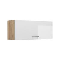 HÄNGESCHRANK R-Line, Weiß Hochglanz/Goldkraft Eiche, 100 cm Flach - Honigeiche/Weiß Hochglanz, Holzwerkstoff (100/40/31cm) - Vicco