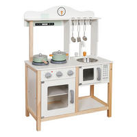 SPIELKÜCHE Nana W10K001 weiß Holz, Topf, Pfanne mit Deckel, Metall-Kochzubehör, Mikrowelle - Weiß, Holz (2930/58/85cm) - Moni