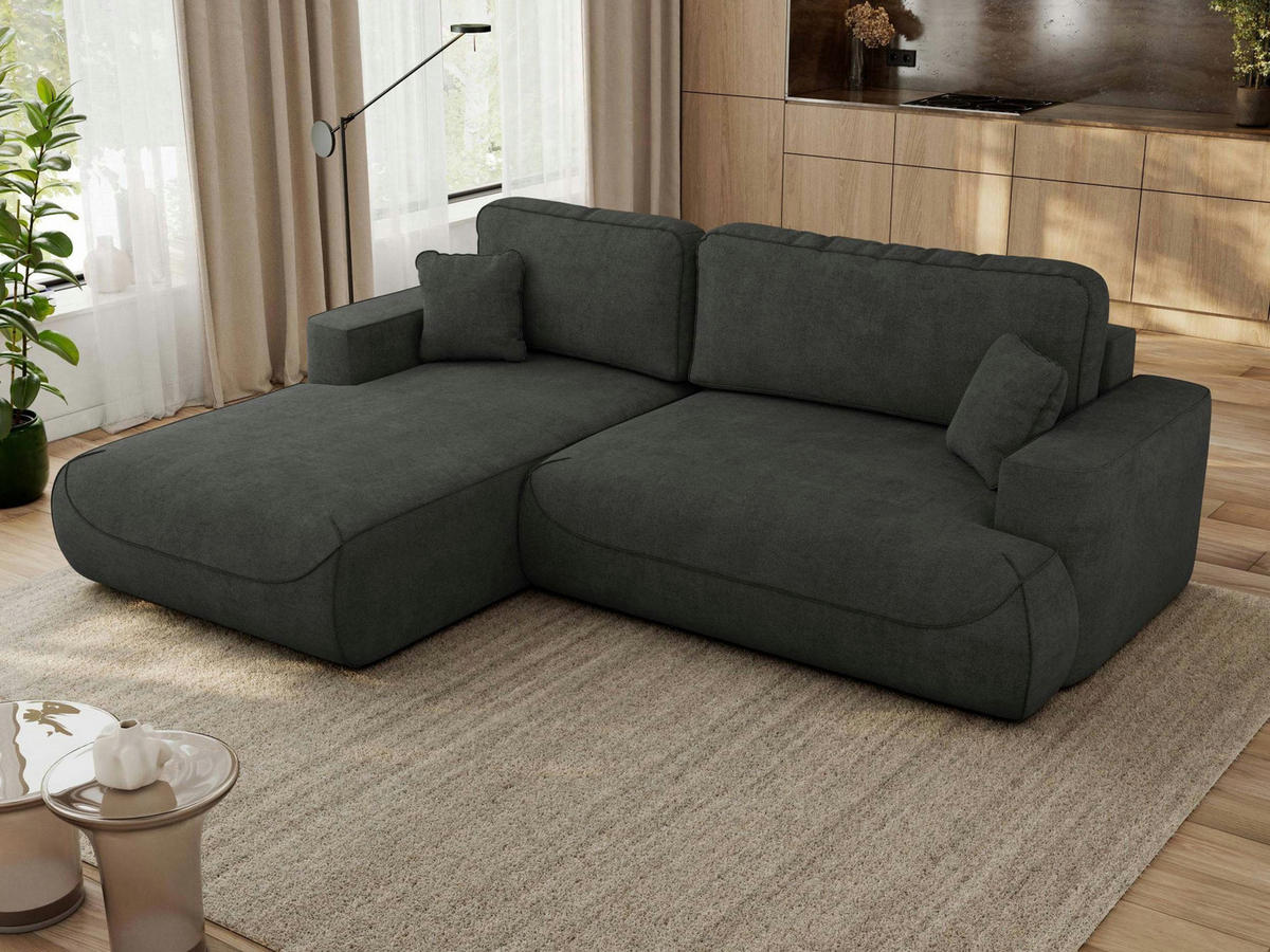 ECKSOFA OVO L Dunkelgrau Struktur - Links Seite - Dunkelgrau/Schwarz, Kunststoff/Textil (271/195cm) - MKS