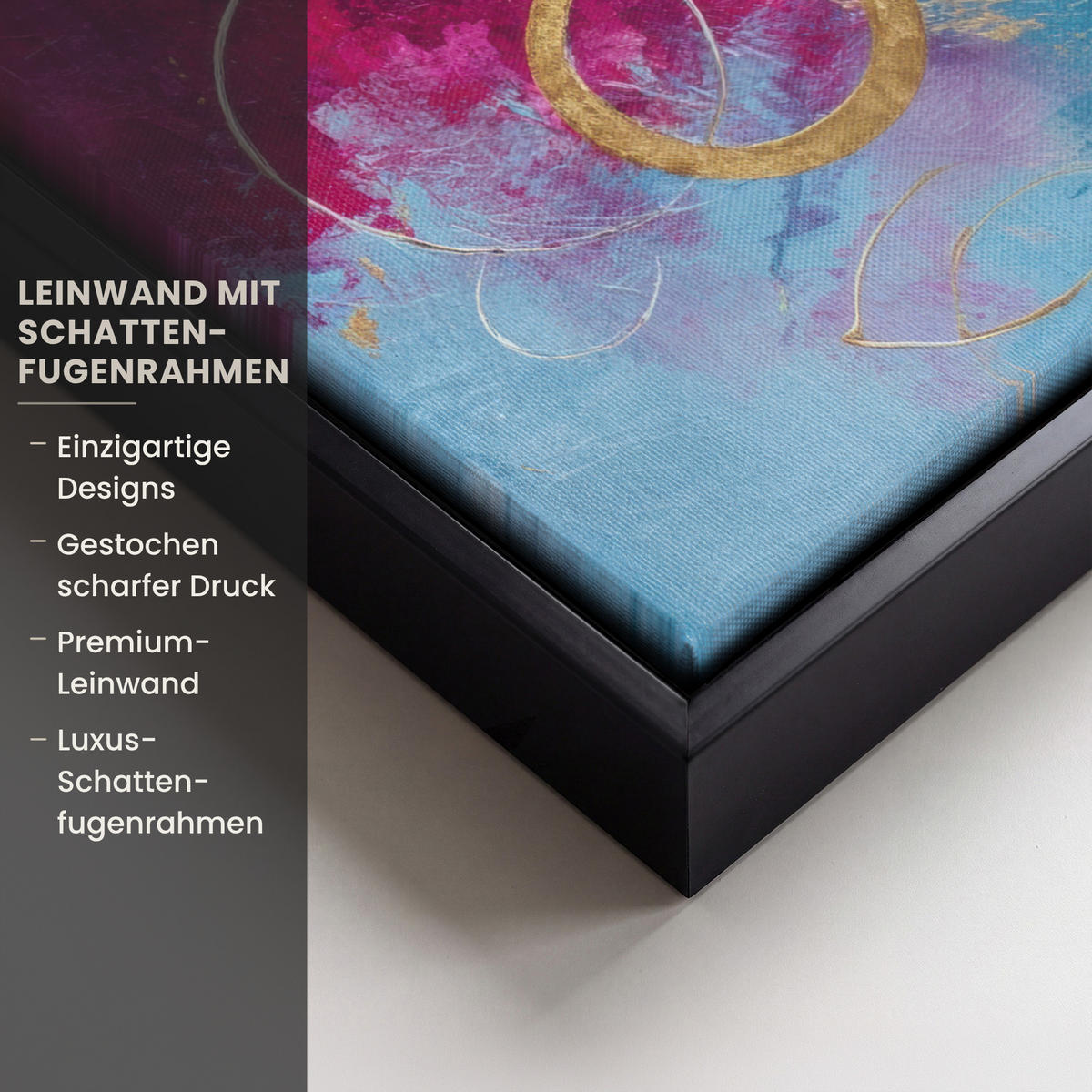 LEINWAND Bilder mit Rahmen - Kreise - Gold - Abstrakt - 30x40 - Blau, Textil (30/40cm) - MuchoWow