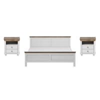 SCHLAFZIMMER-SET Evora abisko ash / eiche lefkas 3-teilig - Weiß/Braun, Holz/Holzwerkstoff (160/200cm) - Feldmann-Wohnen