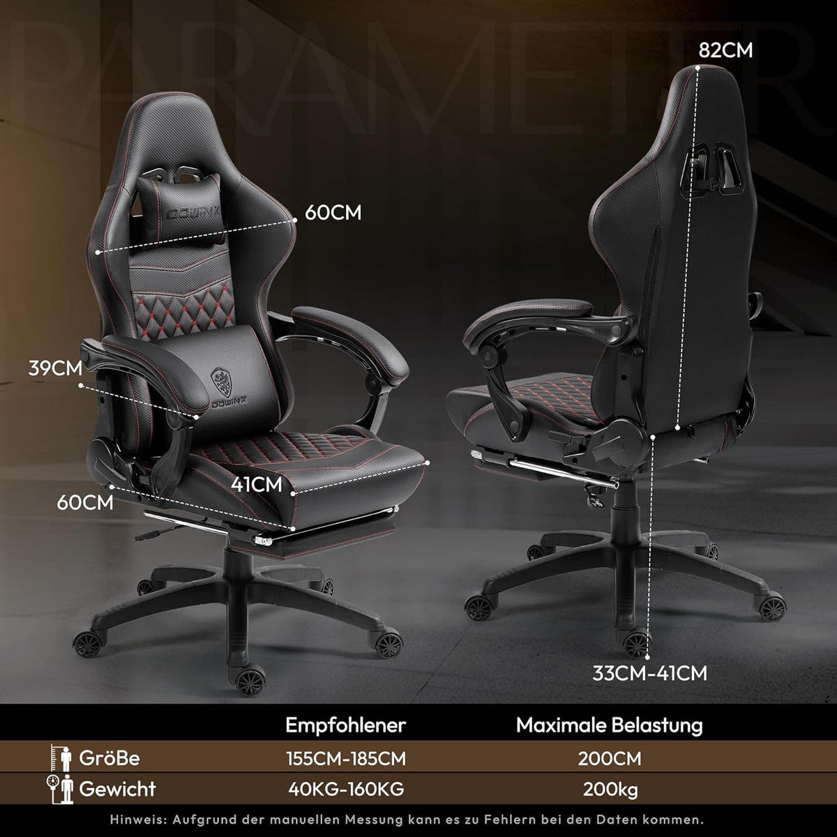 GAMING-STUHL Ergonomisch Verstellbarer 90°-170° Für Homeoffice/Gaming - Schwarz, Leder (60/115/60cm)