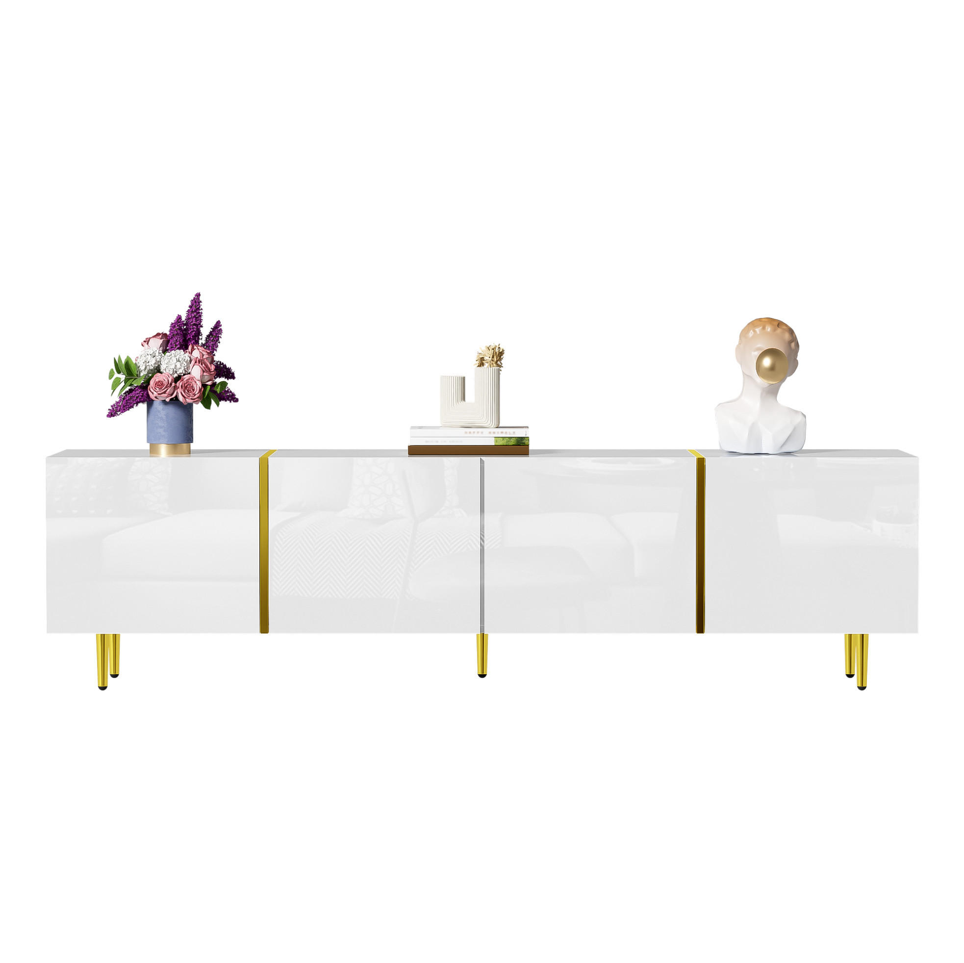 LOWBOARD 170/35/46 cm Weiß aus MDF mit 4 Türen - Weiß, Holzwerkstoff (35/46/170cm) - OKMYHOME