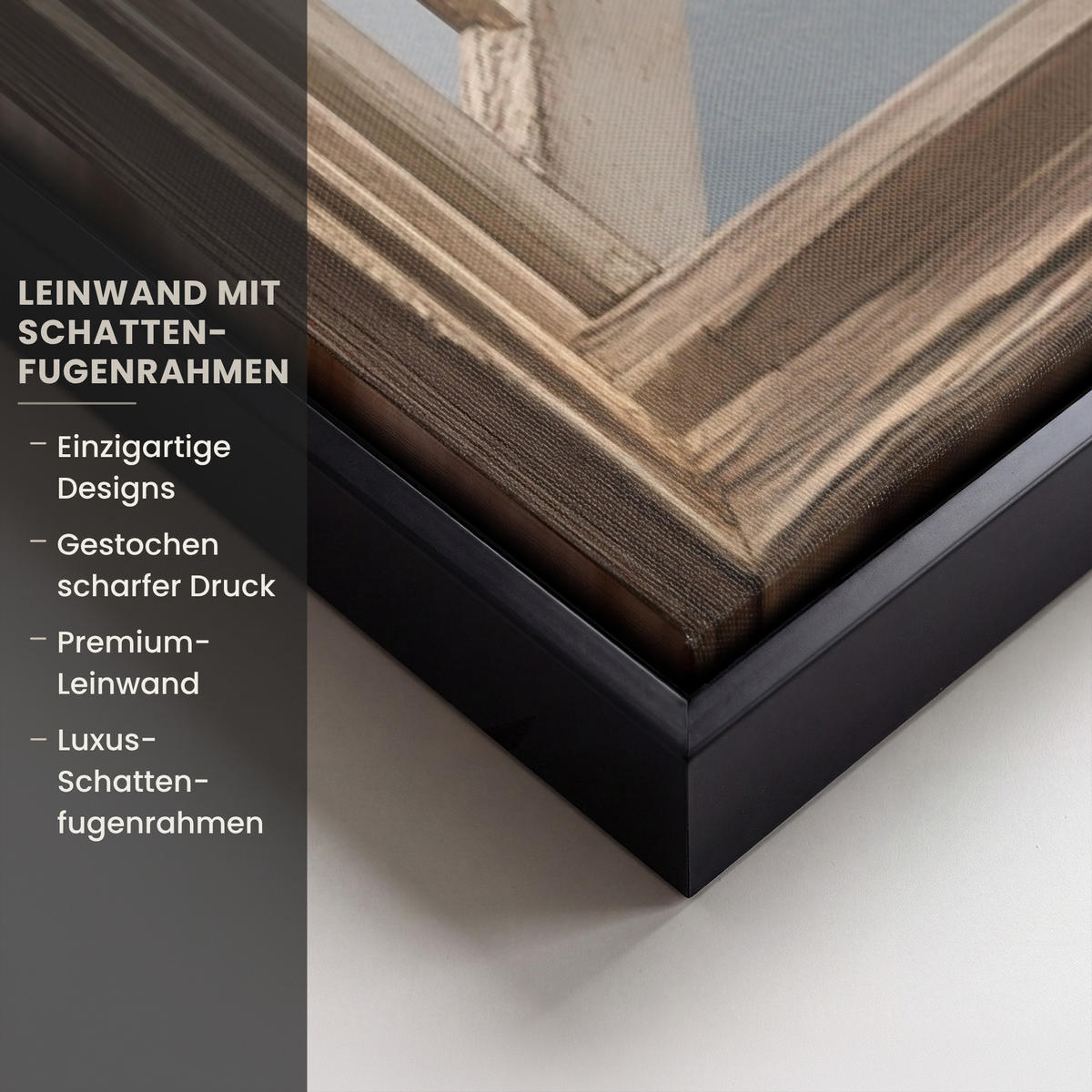 LEINWAND Bilder mit Rahmen - Ausblick - Strand - Dünen - Meer - Natur - 60x90 - Sandfarben, Textil (60/90cm) - MuchoWow