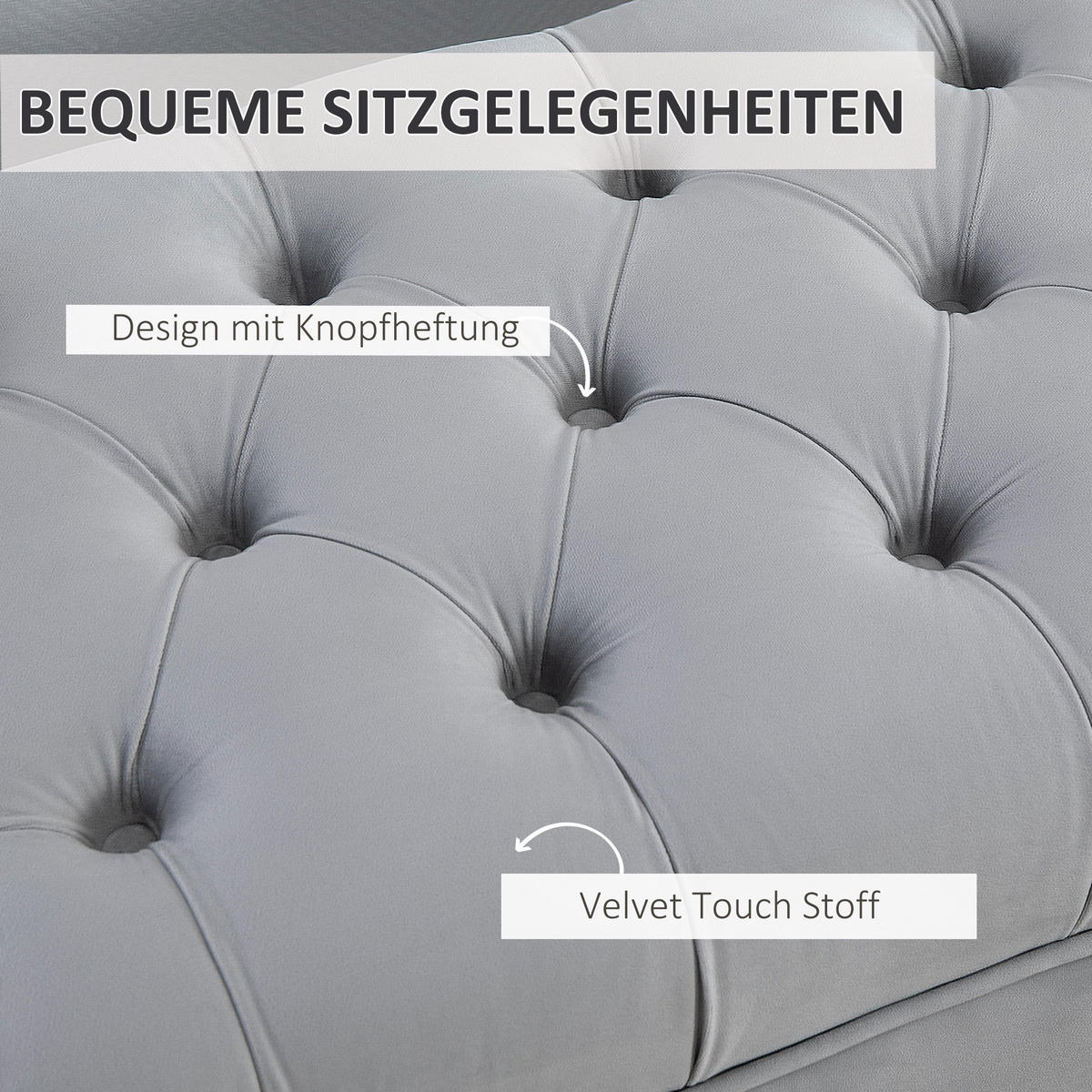SITZBANK Bettbank Schuhbank mit erhöhten Beine Schlafzimmer Samt Hellgrau - Hellgrau, Kunststoff (45/42/118cm) - HOMCOM
