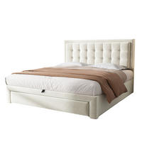 POLSTERBETT 140/190 cm beige aus Samt mit Stauraum und verstellbarem Kopfteil - Beige, Textil (140/190cm) - OKWISH