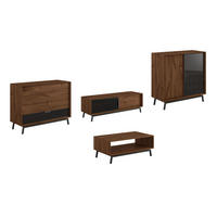 WOHNWAND 4er-Set Modern Loft Eiche Tabak 523 / 60 / 101cm - Eichefarben/Dunkelbraun, Holz/Metall (523/101/60cm) - Feldmann-Wohnen