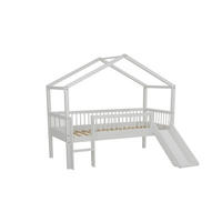 HAUSBETT HALBHOCH 90x200 Keeley Buche Weiß mit Rutsche Dach - Weiß, Holz (90/200cm) - 58aufmkessel