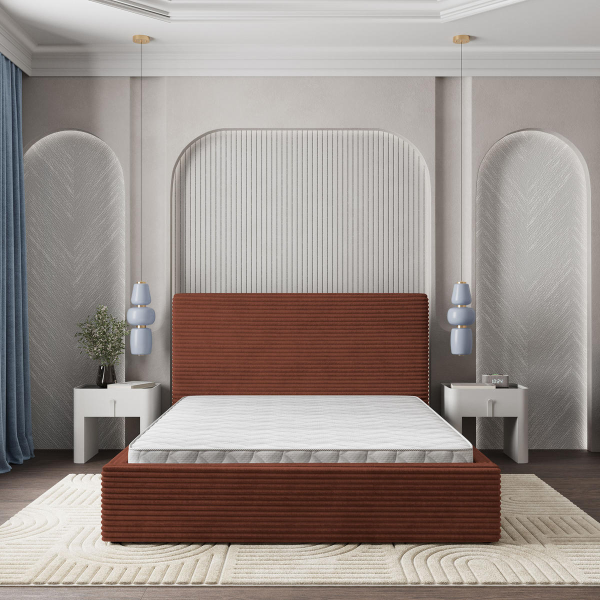 POLSTERBETT MIRETTI 120x200 cm mit Bettkästen - Braun - Braun, Holz/Textil - MASSENO