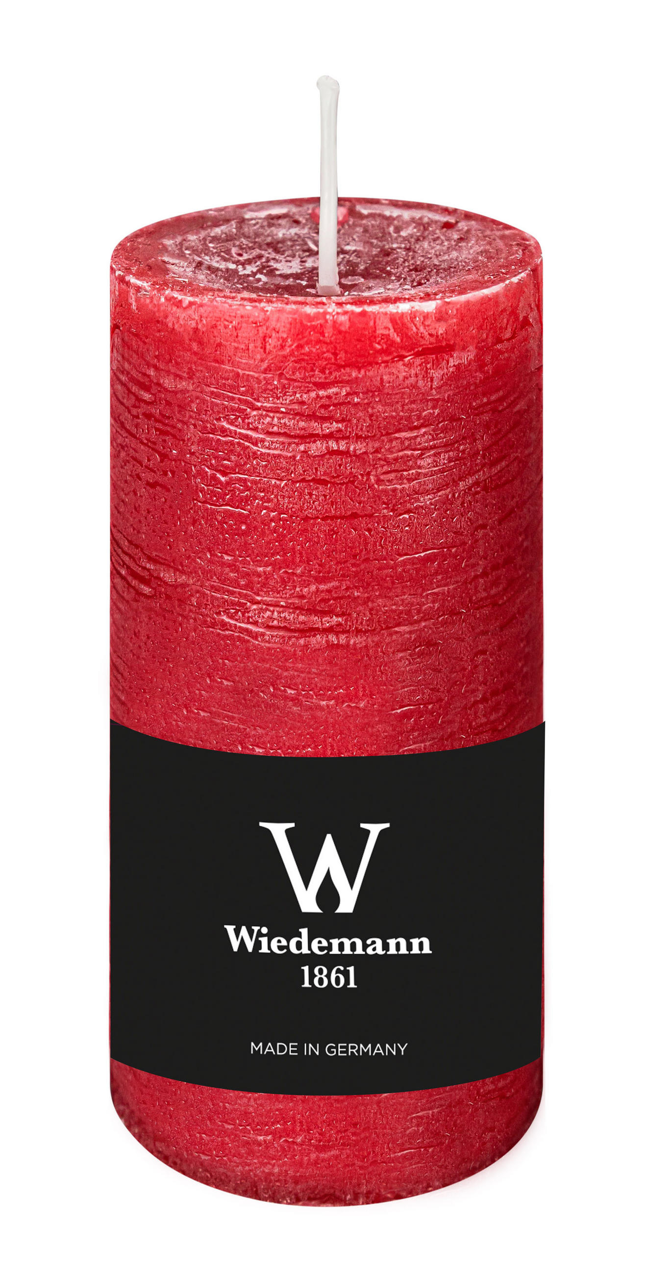 STUMPENKERZE Rustik Marble Style Rubin Rot 120 x Ø 58 mm, 1 Stück - Rot, Paraffin (12cm) - Wiedemann Kerzen