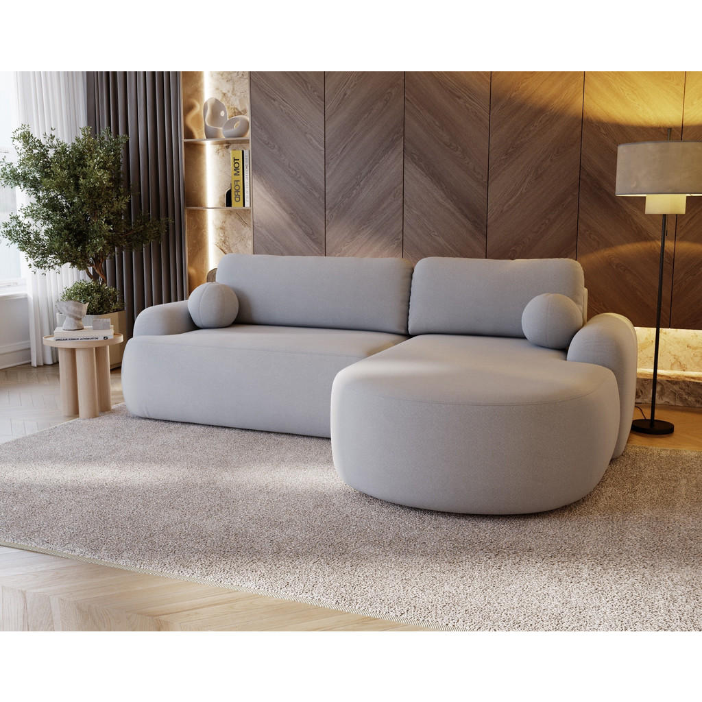 Thumbnail - Bettso Ecksofa, Hellgrau, Holzwerkstoff, Textil, Ottomane rechts,L-Form, 261x177 cm, Wohnzimmer, Sofas & Couches, Wohnla...