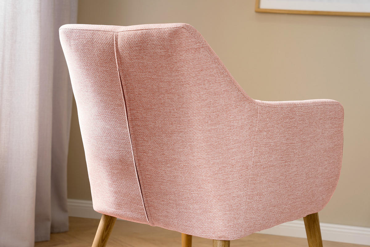 LOUNGESESSEL - Eichefarben/Rosa, Eichenholz/Textil (66/80/68cm) - home24