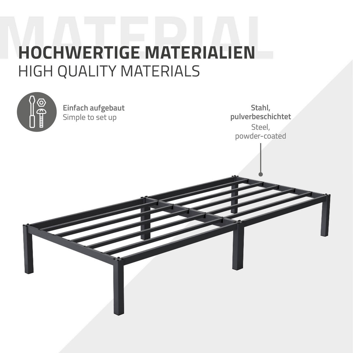 METALLBETT 200/90 cm - Anthrazit, Metall (90/200cm) - ML-DESIGN