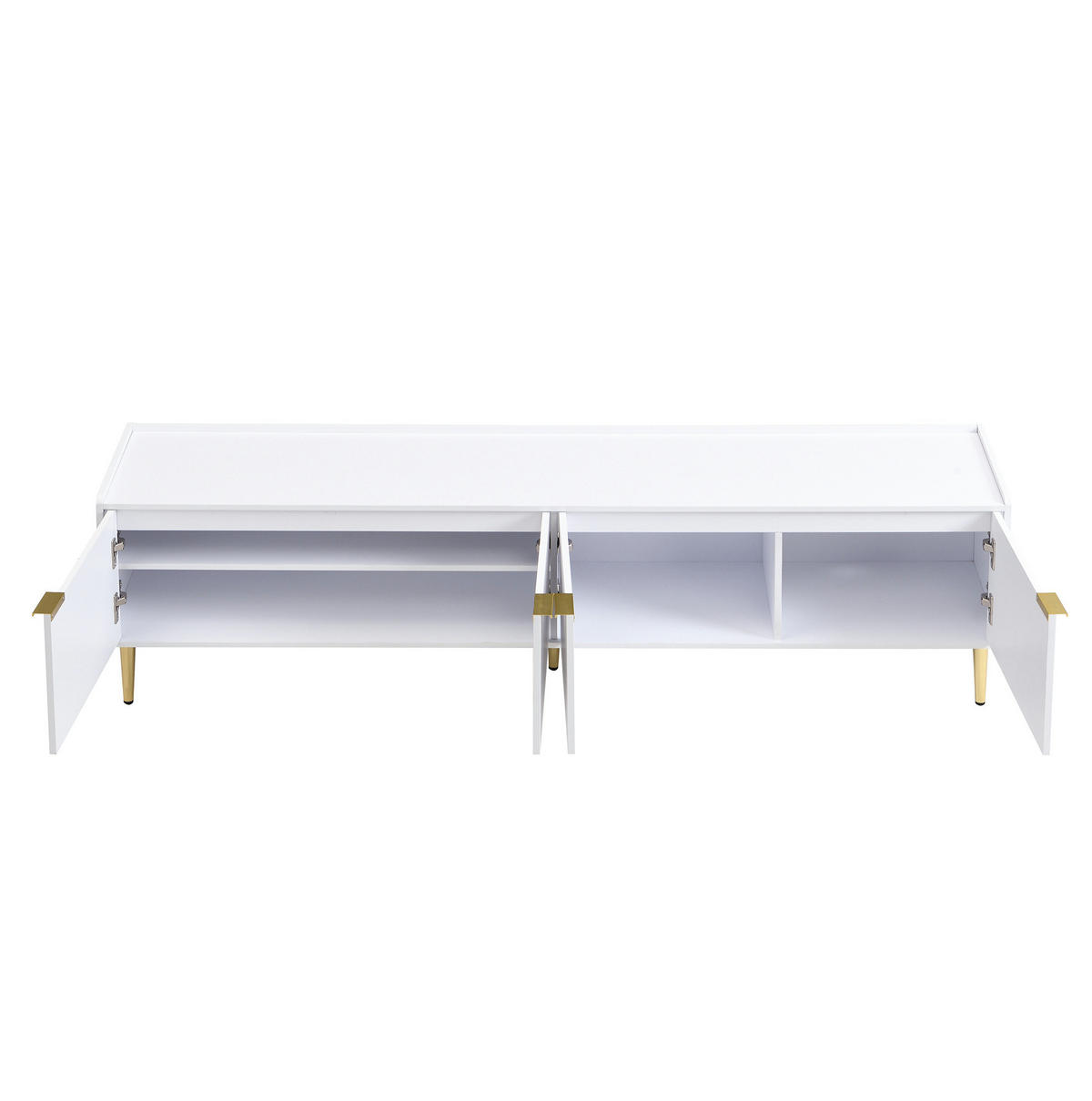 TV-LOWBOARD aus MDF 170x35x47,5 cm Weiß mit Stauraum, Kabeldurchführung und goldfarbenen Metallfüßen - Weiß, Holzwerkstoff (170/47.5/35cm) - IVMEU