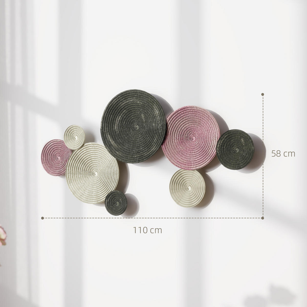 WANDDEKO geometrische Wandbild mit einzigartigem Multi-Disc-Design Bunt - Bronzefarben, Metall (7/58/110cm) - HOMCOM