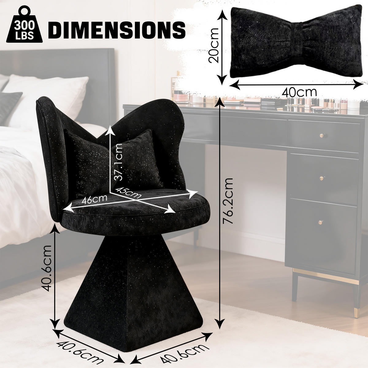 SESSEL Chenille Schwarz drehbar - Schwarz, Textil (52/78/52cm) - WISHDOR