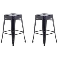 HOCKER 2er-Set Metall Schwarz Cabrillo - Schwarz, Metall (42/60/42cm) - Beliani