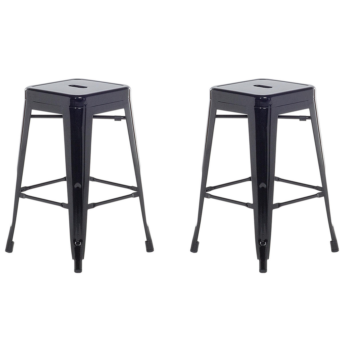 HOCKER 2er-Set Metall Schwarz Cabrillo - Schwarz, Metall (42/60/42cm) - Beliani