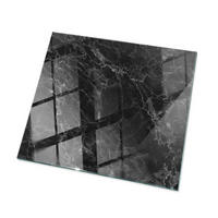 TISCHPLATTE 50x50 cm Marmoriert mit Adern - Schwarz/Grau, Glas (50/50/0.4cm) - TULUP