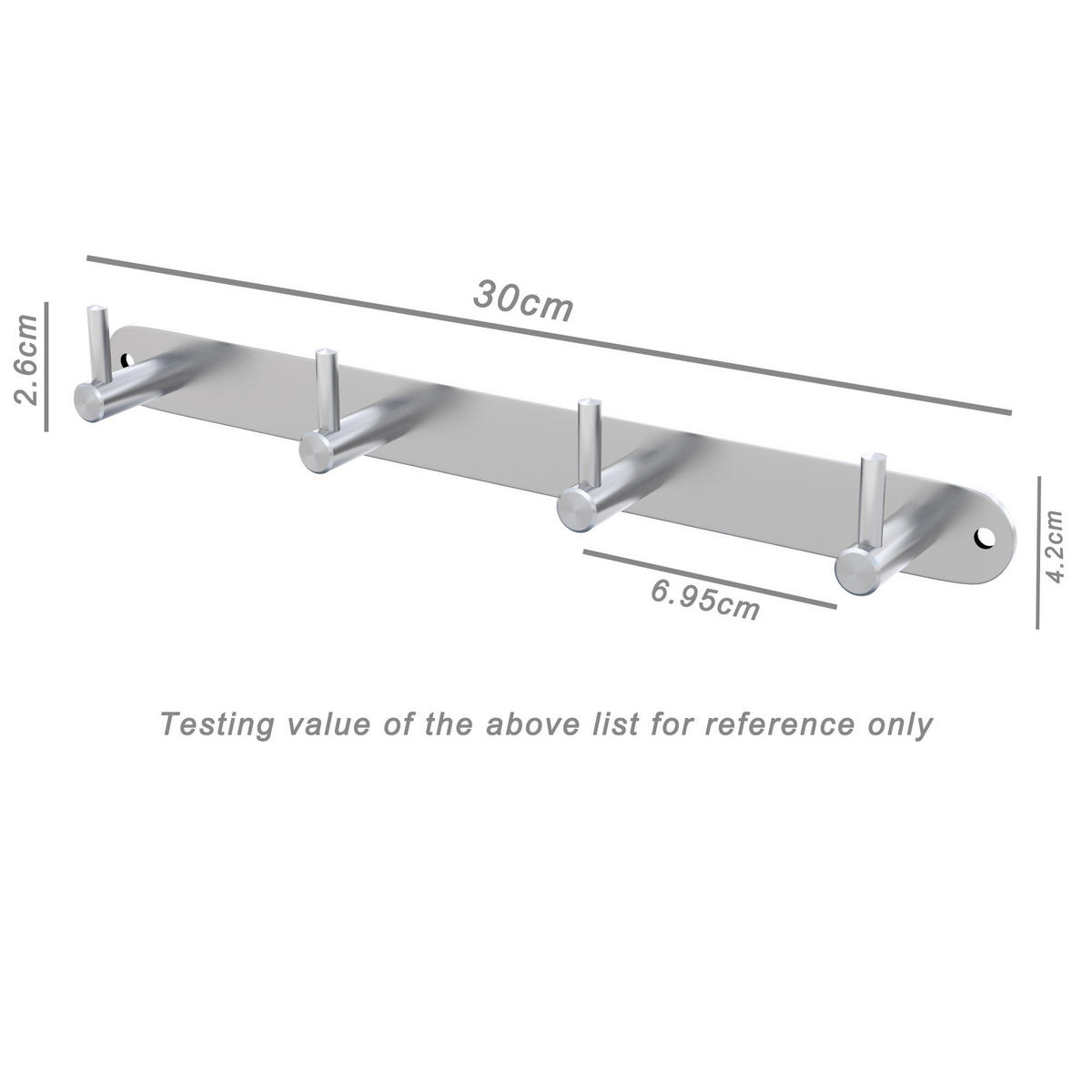HAKENLEISTE 30/4.2/4.2 cm - Silberfarben, Metall (4.2/4.2/30cm) - Intirilife