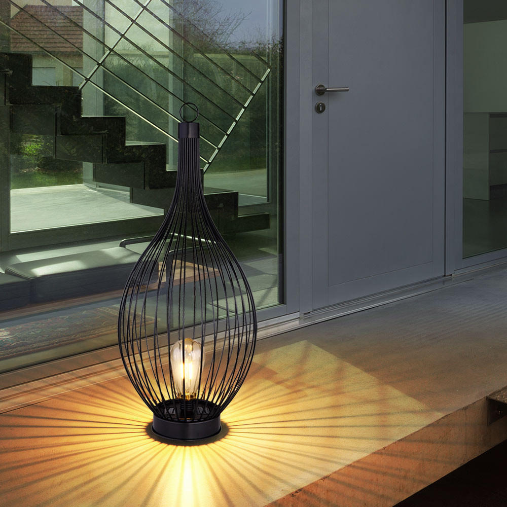 LED AUSSENLEUCHTE Metall Schwarz Amber - Schwarz, Metall (25/25/57cm) - Globo Lighting
