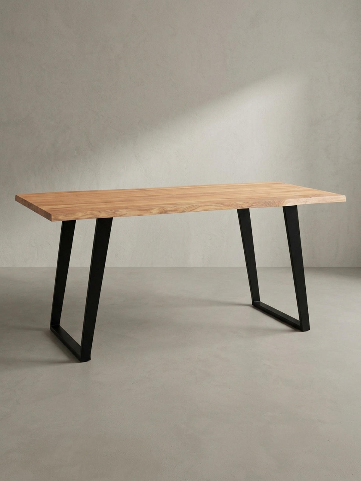 SCHREIBTISCH Massivholz Baumkante U-Gestell Handarbeit ATOLL, Goldbraun-Schwarz 120x60x76 cm - Schwarz/Braun, Holz/Metall (120/60/76cm) - KADIMA DESIGN