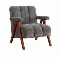 SESSEL Bouclé Grau mit Holzrahmen - Grau, Holz/Holzwerkstoff (77/77/68.5cm) - WISHDOR
