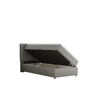 BOXBETT Everest 90 x 200 cm Einzelbett mit hochwertiger Bonell-Matratze und Topper - Hellgrau, Holz (90/200cm) - Panda Möbel