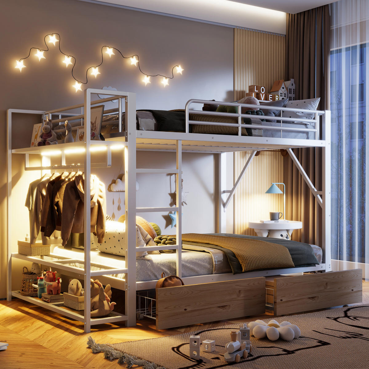 ETAGENBETT Metall Weiß – 140 x 200 cm - Weiß, Metall (140/200cm) - ComfortXL