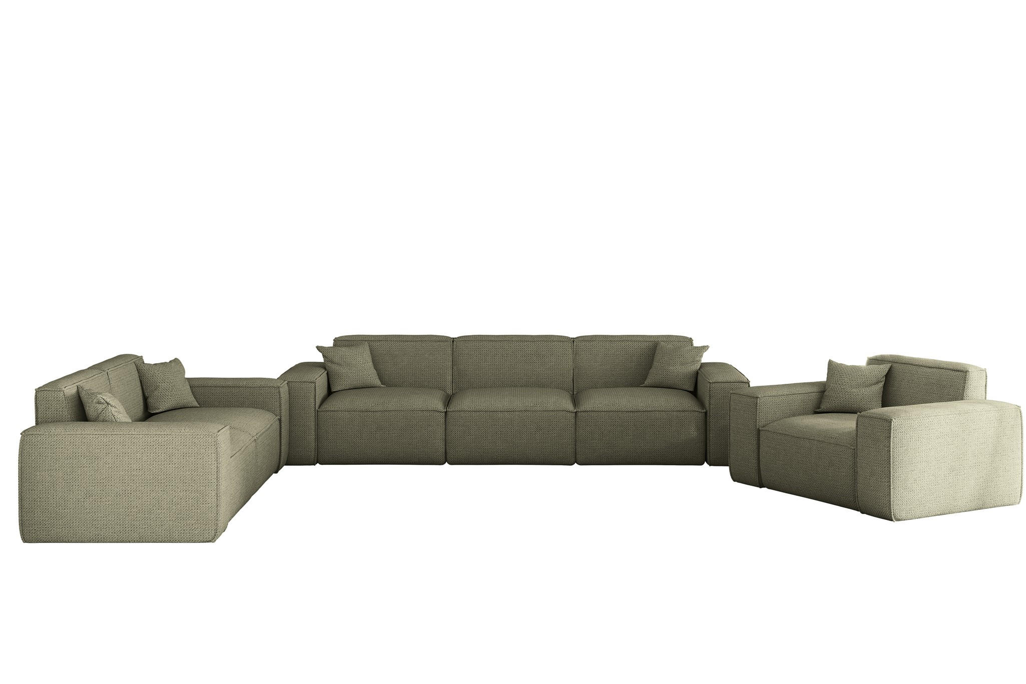 SOFASET Celes Premium 3-2-1 In Artico - Grün, Holzwerkstoff/Textil (218/73/90cm) - Fun Möbel