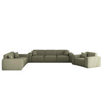 SOFASET Celes Premium 3-2-1 In Artico - Grün, Holzwerkstoff/Textil (218/73/90cm) - Fun Möbel