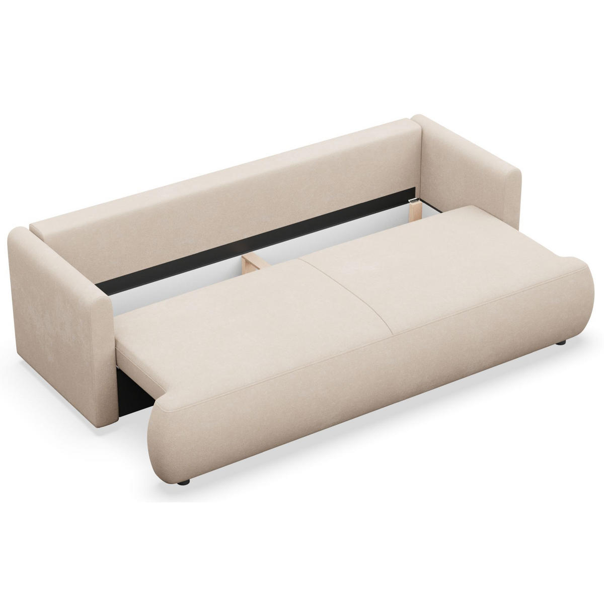 3-SITZER SOFA Ovo Mini Creme Chenille Easy-Clean, creme - Creme/Schwarz, Kunststoff/Textil (226/90/97cm) - Selsey