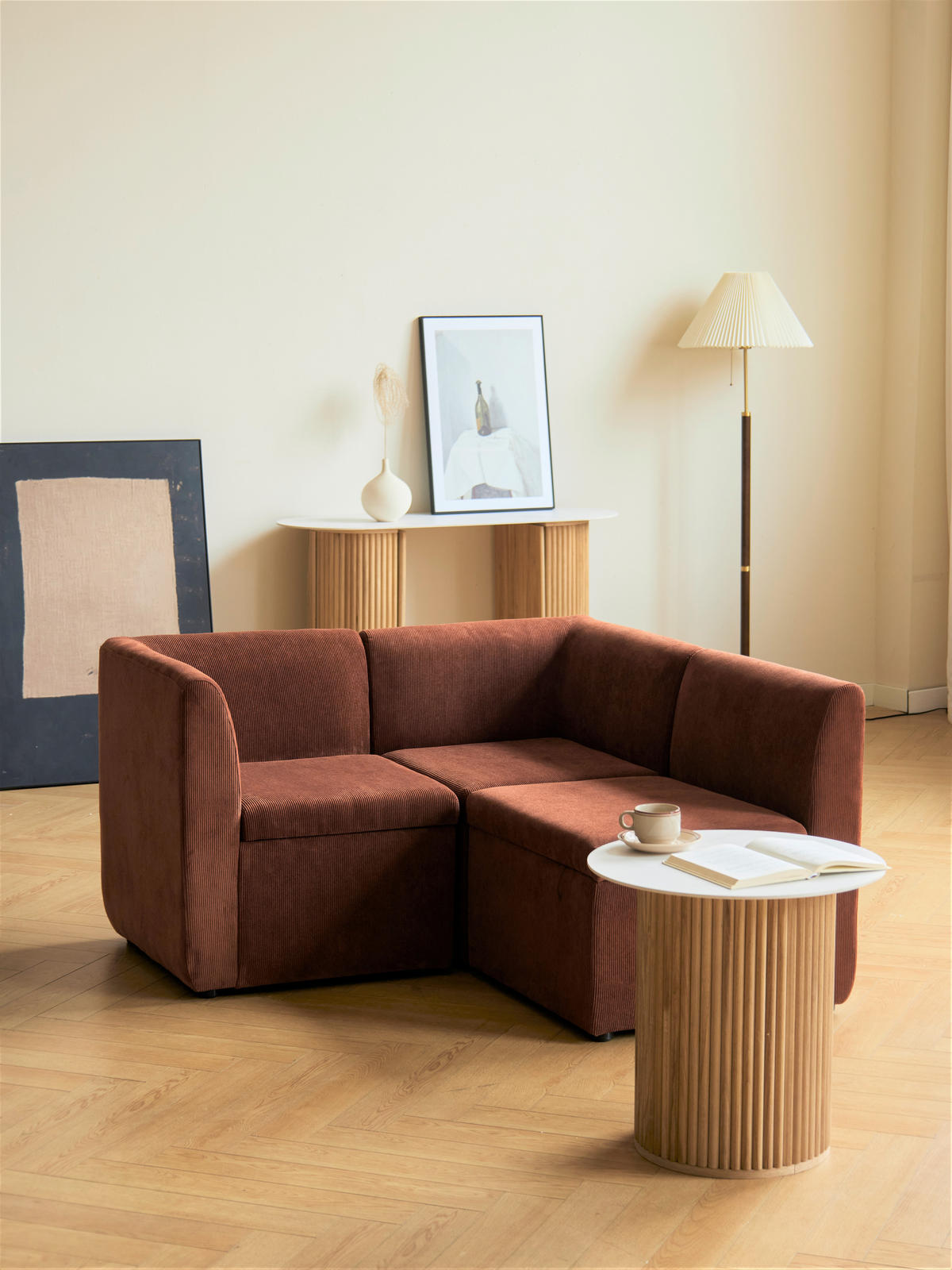 SOFA Samt Terracotta - Terracotta, Textil (60/68/60cm) - Nordlys