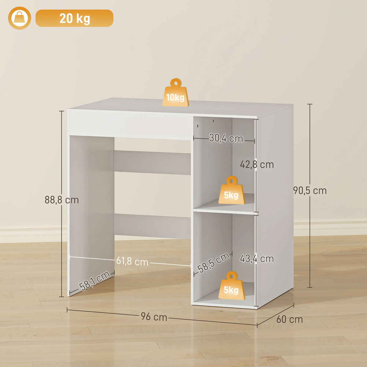 WASCHMASCHINENSCHRANK Spanplatte Weiß - Weiß, Holzwerkstoff (60/90.5/96cm) - HOMCOM