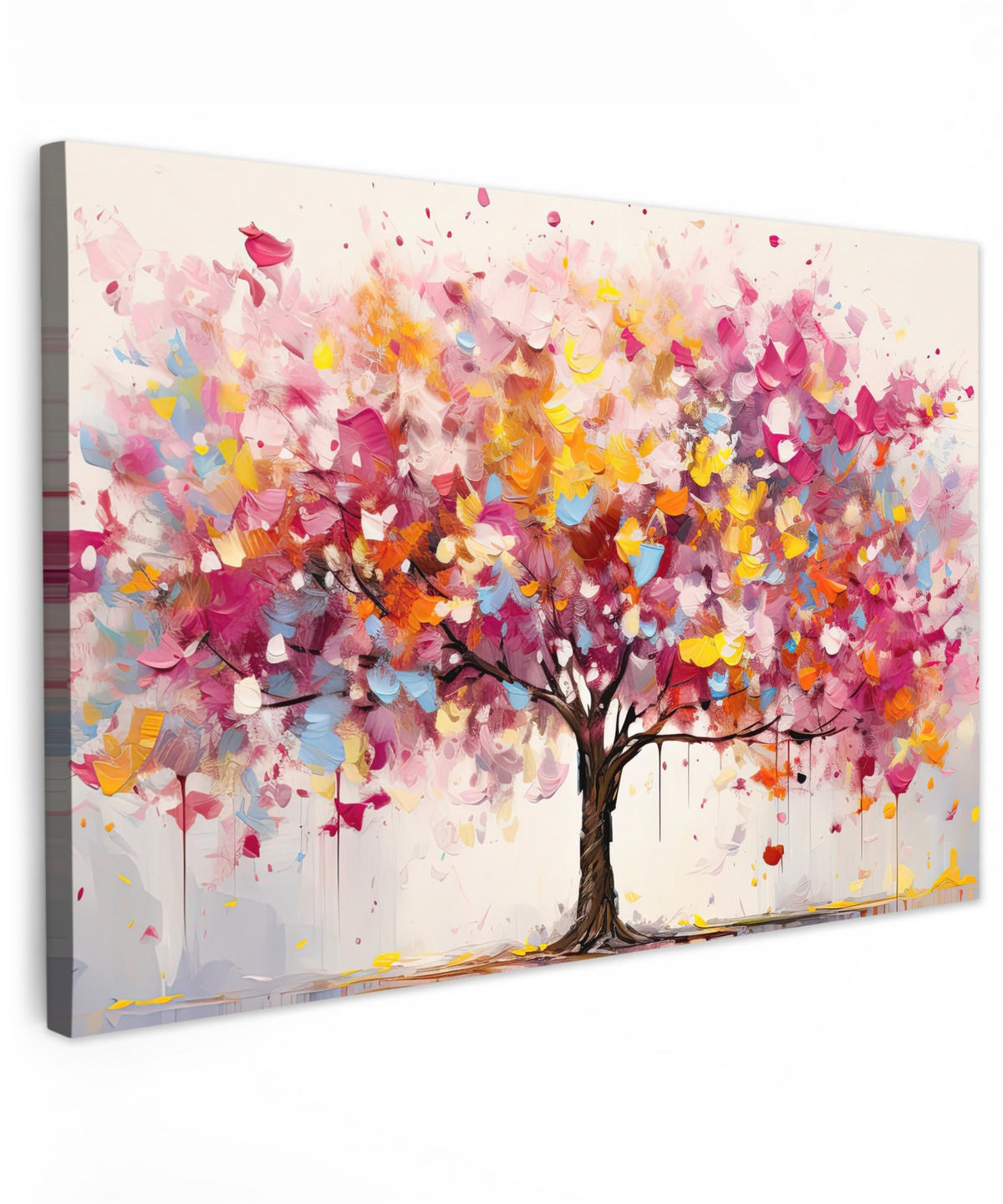 LEINWANDBILD Aquarell - Baum - Kunst - Abstrakt Wanddeko 90x60 cm - Multicolor, Textil (90/60cm) - MuchoWow