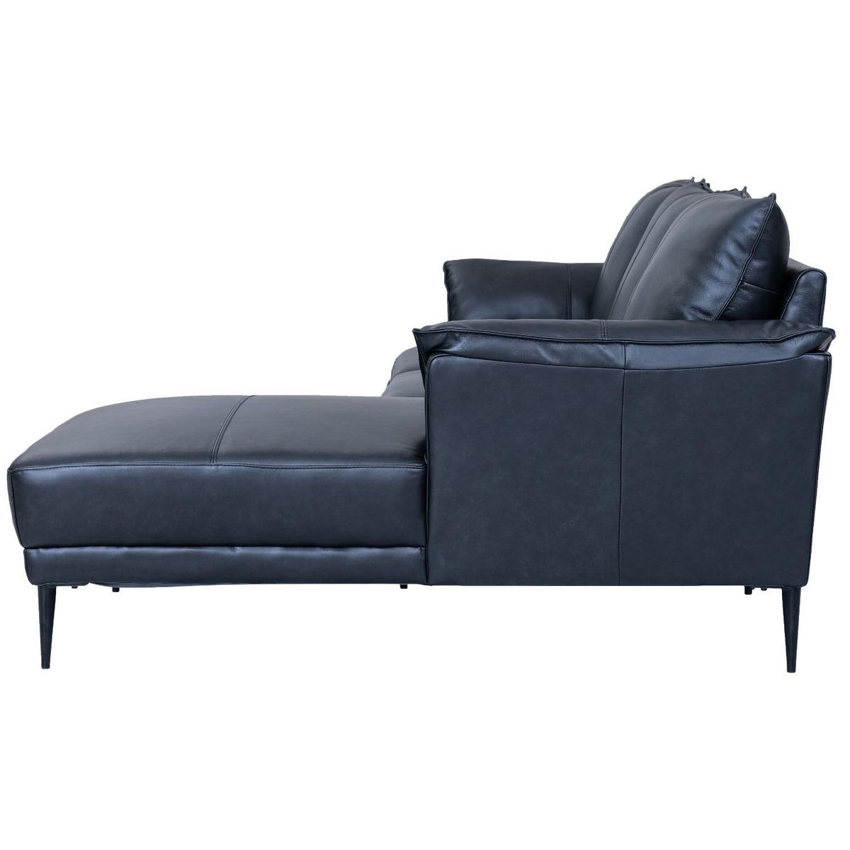 ECKSOFA Echtleder Schwarz - Schwarz, Leder/Metall (233/155cm) - Furnhouse