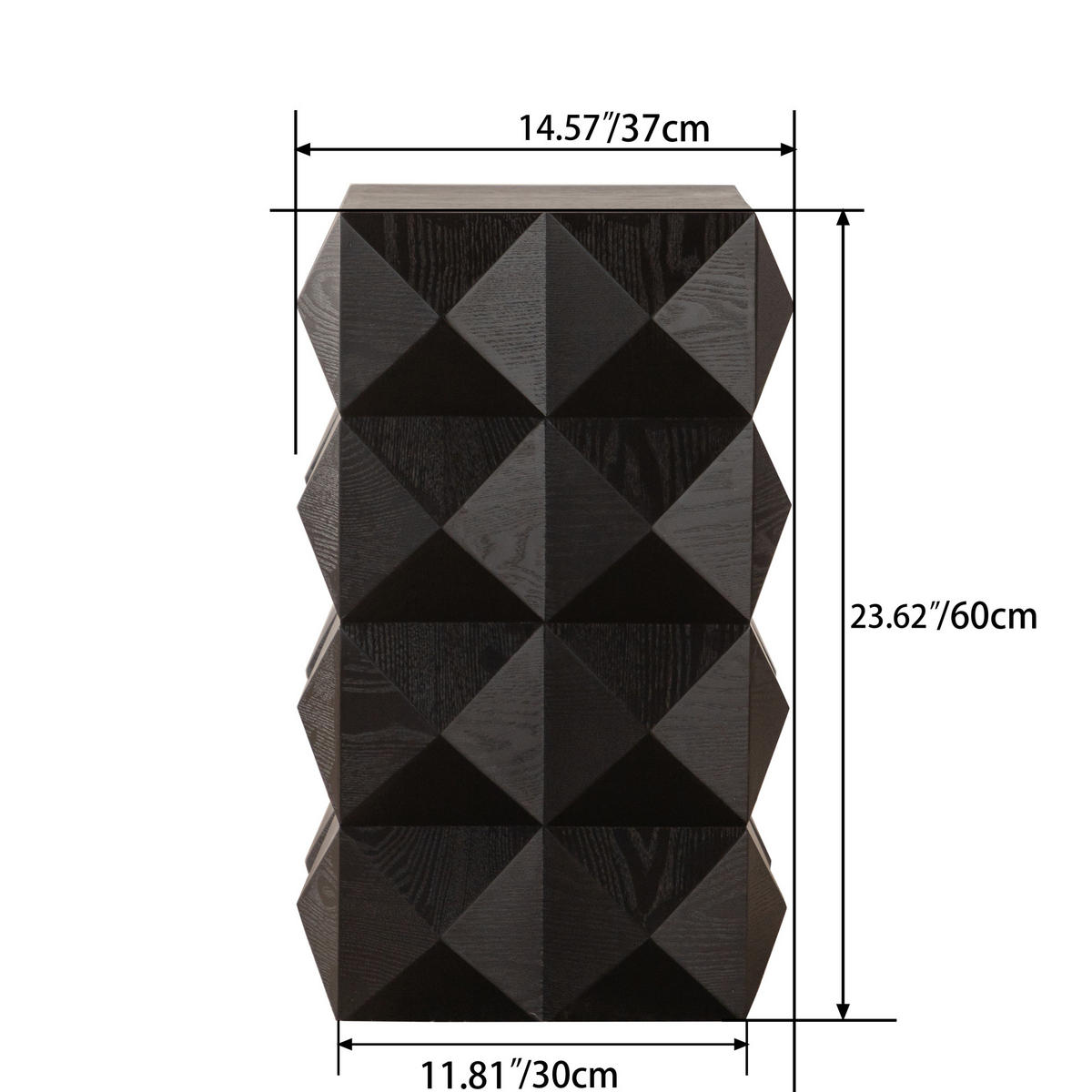 BEISTELLTISCH 60 cm hoch in Schwarz aus Massivholz und MDF im Retro-Stil - Schwarz, Holzwerkstoff (37/37/60cm) - Flora Grace
