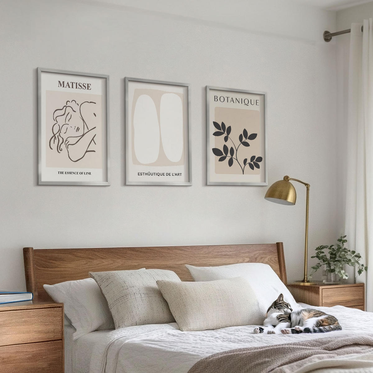 WANDBILDER 3er Set - 40x60 cm Silberner Rahmen - Matisses stilvolle Pflanzenbilder - Silberfarben, Kunststoff (40/60cm) - ArtPrintCave